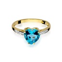 Золотое обручальное кольцо в форме сердца. 585 с топазом и бриллиантами