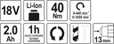YATO AKUMULÁTOROVÝ SKRUTKOVAČ 18V 40Nm 2Ah 2-BEH Mäkký krútiaci moment 40 Nm