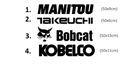 Наклейка с логотипом MANITOU TAKEUCHI BOBCAT KOBELCO