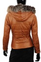 Camelová dámska kožená bunda prešívaná s kapucňou DORJAN HLN088 S Model Kurtka Skórzana Damska