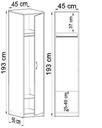 Skriňa jednodverový regálový stĺpik 1D2P GRAFIT-WOTAN antracit ROB Hĺbka nábytku 55 cm