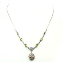 Strieborný náhrdelník olivín zafíry diopsidy
