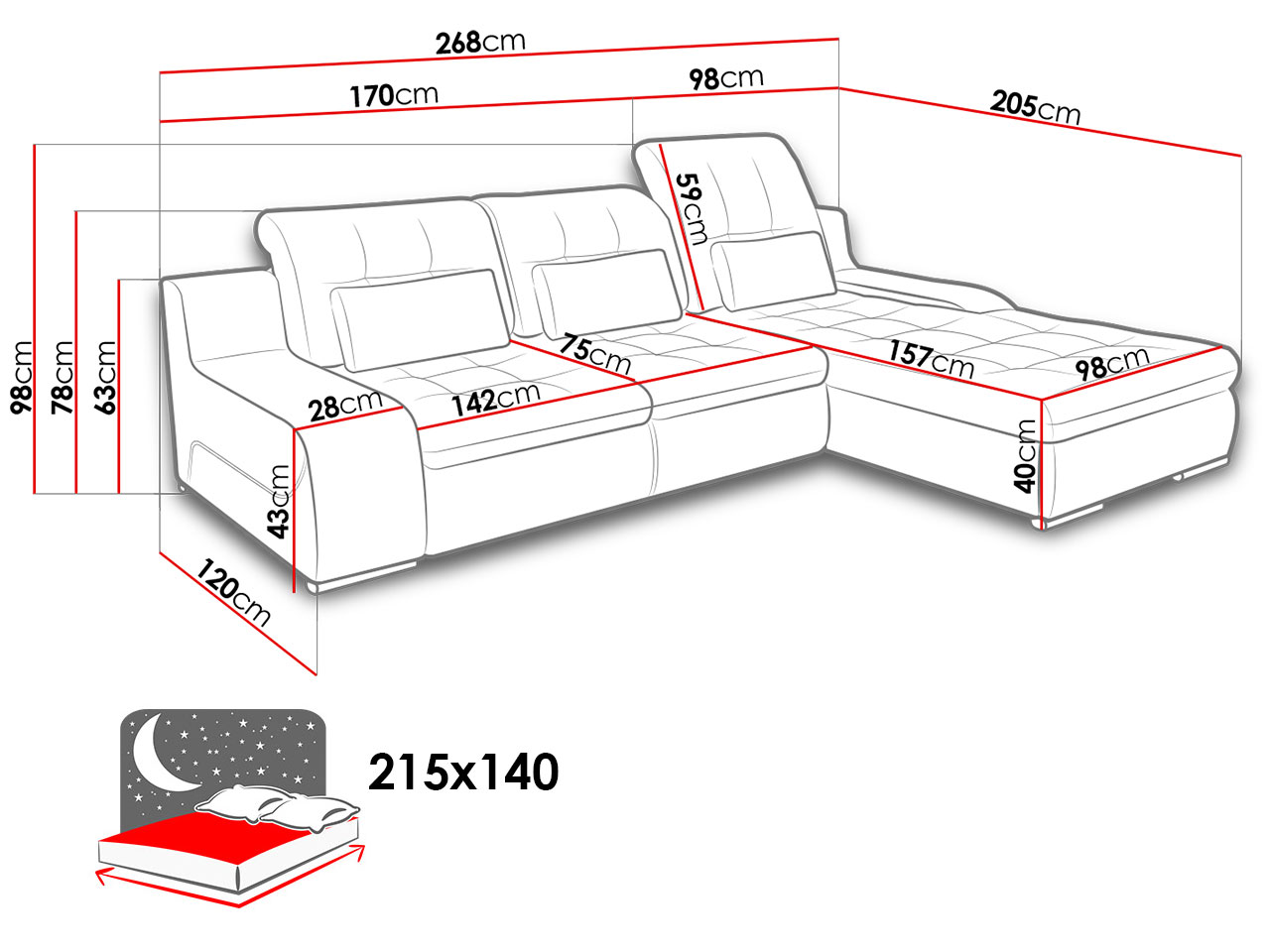 диван в гостиную прямой размеры