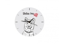 Shiba Inu stojace hodiny s grafikou, z MDF dosky