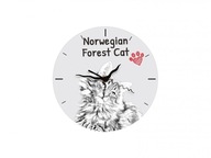 Nórska lesná mačka Stojace hodiny s grafikou, MDF