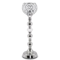 SVIETNIK KOVOVÁ STRIEBORNÁ S KAMIENKAMI 38cm TEA LIGHT 40 GLAMOUR LESK