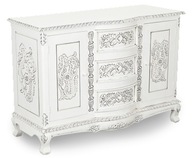 Biała komoda 120 cm szafka w stylu barok rokoko lite drewno rzeźbiona 78307