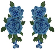 KOMPLET nášivka modrá ruža kvety výšivka - 2ks