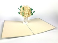 Kytica bielych ruží, 3d karta, Kvety, Deň svätého Valentína