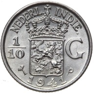 India Holandské - 1/10 Guldena 1941 P - STRIEBRO - MINCOVNE