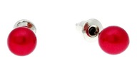 Náušnice perličky perly 6 mm Tmavo červená -6