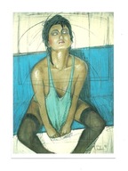 Pocztówka - N. Vrielink, Portret Jeane Seah w błękicie