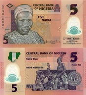 ~ Nigeria 5 Naira P-38b 2009 POLIMER UNC Sign B