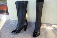 QUAZI nr 39,5-40 czarne sexy kozaki skóra nowe