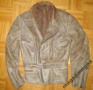 oldschool piekna BRĄZOWA RAMONESKA KURTKA SKÓRZANA DAMSKA M/L męska S/wz173