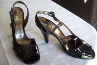 90* nr 40-40,5 włoskie czarne sandałki skóra nowe