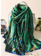 JEDWABNY SZAL CHUSTA PAWIE PIÓRA OCZKO wys z PL