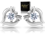 Srebrne Serduszka Kolczyki Kr. Swarovski Jadore sztyft PUDEŁKO na prezent