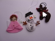*Zawieszki ANIOŁEK, BAŁWAN, RENIFER z filcu