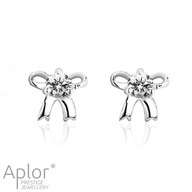 Srebro 925 RODOWANE Kokardki Kolczyki Kokardy ze srebra sztyft PUDEŁKO