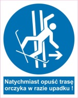 Naklejka PIKTOGRAM BHP, natychmiast opuść trasę