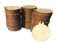 50x szlifowana Bombka Drewniana Medal Sklejka Zawieszka 5cm 50szt