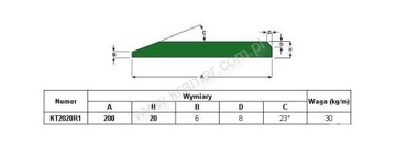 ЛЕЗВИЕ ДВУХСТОРОННЕЕ С ФАСКОЙ 254x19 ТВЕРДОСТЬ 500HB