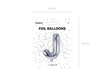 Balon foliowy J srebrny 35cm 1szt FB2M-J-018