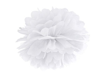 Pompon bibułowy 35cm biały 1szt pp35-008