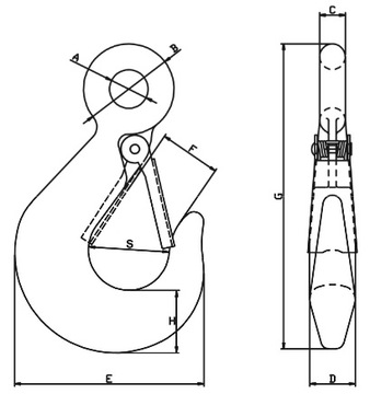 КРЮК С БЕЗОПАСНОСТЬЮ WLL 1,6т ОЦИНКОВАННЫЙ СЕРТИФИКАТ - 1 шт.