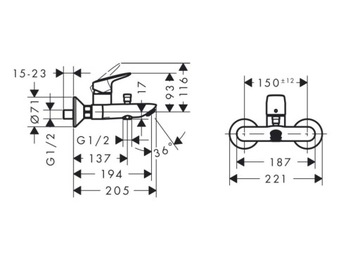 Zestaw wannowy Hansgrohe LOGIS 3w1