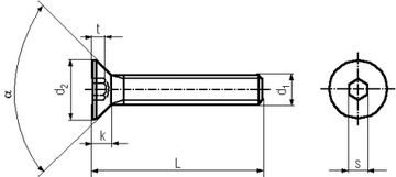 Черный конический винт M4x10 с внутренним шестигранником 10 шт.