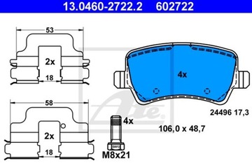 ATE диски, колодки задние - VOLVO S60 II S80 II FAN