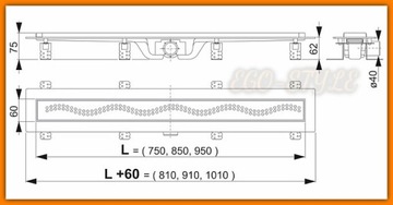 Линейный трап AlcaPLAST 85 см с решеткой APZ8-850M