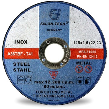 ДИСКИ ДЛЯ РЕЗКИ МЕТАЛЛА inox 125 x 2,5 FALON TECH