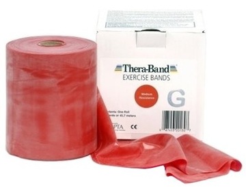 ЛЕНТА ДЛЯ ТРЕНИРОВОК THERABAND, КРАСНАЯ РЕЗИНА 1,5 М