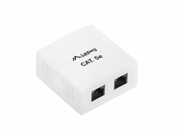 Розетка Lanberg для поверхностного монтажа RJ45, 2 порта, кат.5e