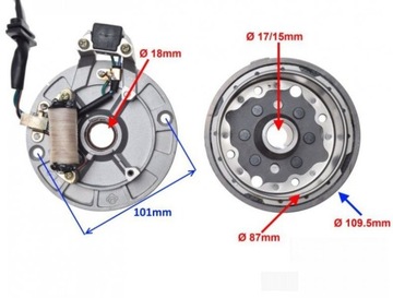 4T YX140 1P56FMJ 140cc магнето + колесо MAGNETO 1 ce