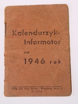 карманный календарь WŁOCŁAWEK 1946 PRL