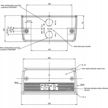 John Deere RE67285 02780000 фонарь задний