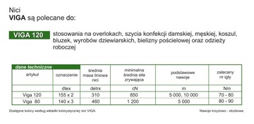 НИТИ ОВЕРЛОК - челночная машина VIGA 120/5000 метров экрю