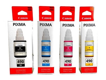 4 x TUSZE CANON GI-490 Pixma G1400 G2400 G3400 24H