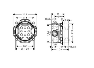 Hansgrohe Logis 6в1 скрытый комплект - 25 см