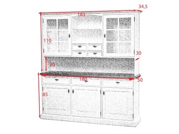 Стилизованный деревянный кухонный сервант, 180 см!