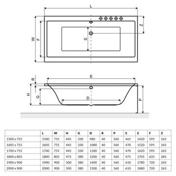 Лодзь Отличная прямоугольная ванна PRYZMAT 160x75