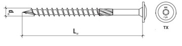 СТОЛЯРНЫЕ ВИНТЫ WKCP 10x240 TORX ШАЙБА KLIMAS 10 шт.