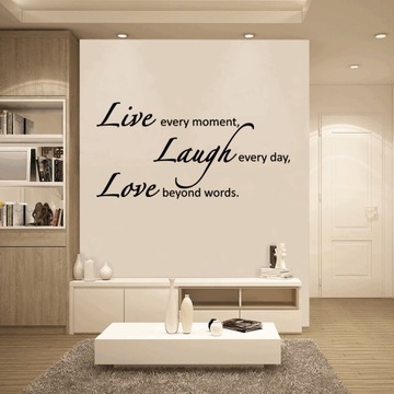 Dekoracja naklejki na ścianę napisy CYTAT do salonu Live Laugh Love 100cm