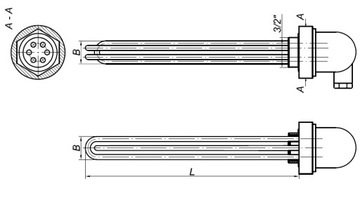 Нагреватель для котла ГРБК 3х1400Вт тип U 6/4'' польский W060