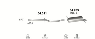 Глушитель концевой Ситроен С5, объём 1,8-2,0, 00-02.