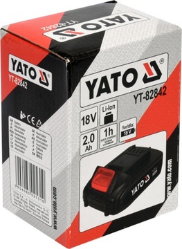 АККУМУЛЯТОР YATO АККУМУЛЯТОР ДЛЯ YATO 18 В 2,0 Ач, литий-ионный, БЫСТРАЯ ЗАРЯДКА YT-82842